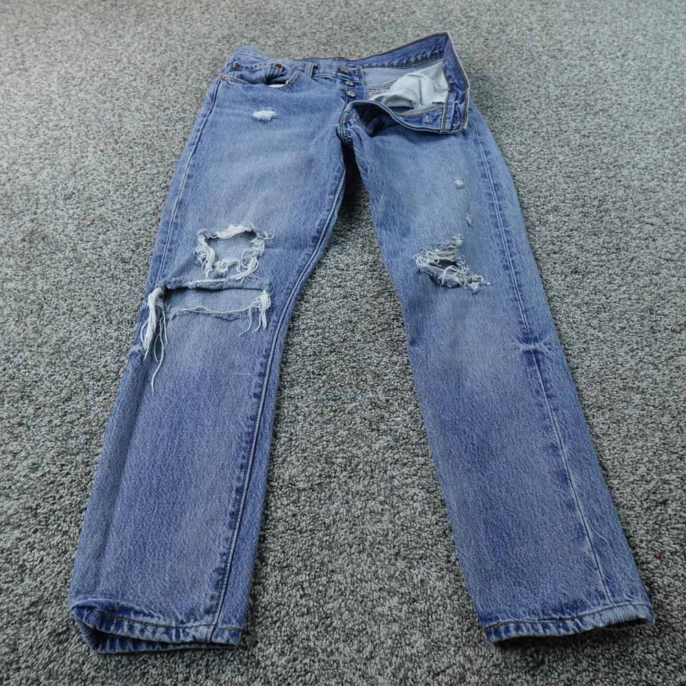 Levis Jeans Womens 30 Dark Blue Denim Pants 501 Skinny Button Fly High Rise Fade